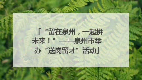“留在泉州，一起拼未来！”——泉州市举办“送岗留才”活动