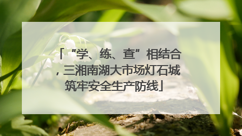 “学、练、查”相结合，三湘南湖大市场灯石城筑牢安全生产防线