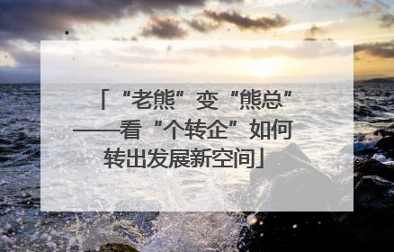 “老熊”变“熊总”——看“个转企”如何转出发展新空间