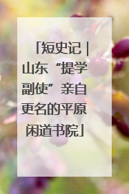 短史记｜山东“提学副使”亲自更名的平原闲道书院