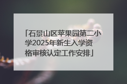 石景山区苹果园第二小学2025年新生入学资格审核认定工作安排