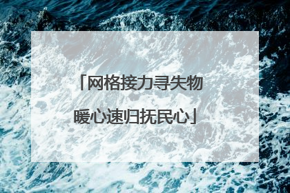 网格接力寻失物 暖心速归抚民心