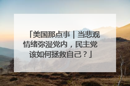 美国那点事｜当悲观情绪弥漫党内，民主党该如何拯救自己？