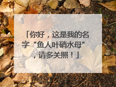 你好，这是我的名字“鱼人叶硝水母”，请多关照！