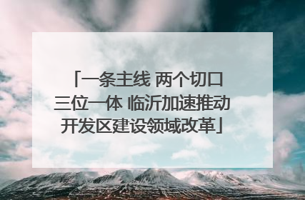 一条主线 两个切口 三位一体 临沂加速推动开发区建设领域改革
