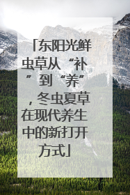 东阳光鲜虫草从“补”到“养”，冬虫夏草在现代养生中的新打开方式