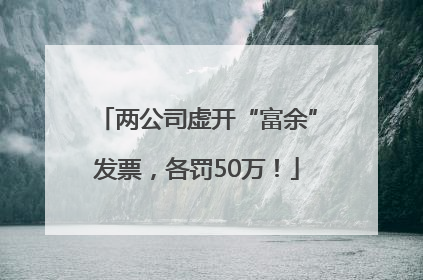两公司虚开“富余”发票，各罚50万！