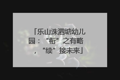 乐山洙泗塘幼儿园：“衔”之有略，“续”接未来