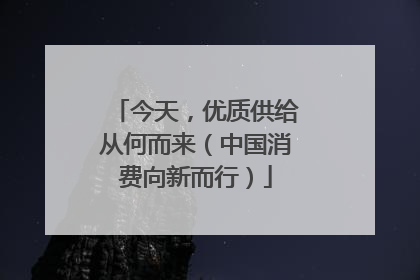 今天，优质供给从何而来（中国消费向新而行）