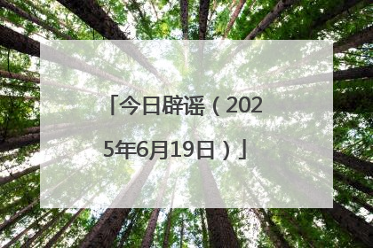 今日辟谣（2025年6月19日）