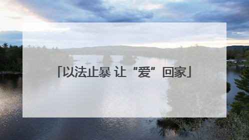 以法止暴 让“爱”回家