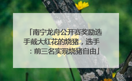 南宁龙舟公开赛奖励选手戴大红花的烧猪，选手：前三名实现烧猪自由