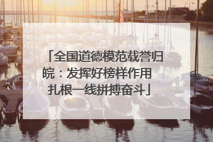 全国道德模范载誉归皖：发挥好榜样作用 扎根一线拼搏奋斗