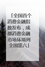 全国首个消费金融指数发布，成都消费金融市场环境列全国第六