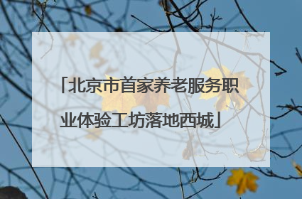 北京市首家养老服务职业体验工坊落地西城