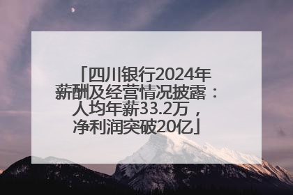 四川银行2024年薪酬及经营情况披露：人均年薪33.2万，净利润突破20亿