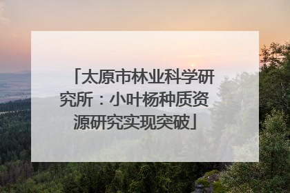 太原市林业科学研究所：小叶杨种质资源研究实现突破