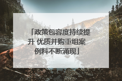 政策包容度持续提升 优质并购重组案例料不断涌现