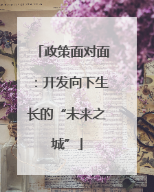 政策面对面：开发向下生长的“未来之城”