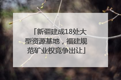 新疆建成18处大型资源基地，福建规范矿业权竞争出让