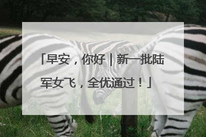 早安，你好｜新一批陆军女飞，全优通过！