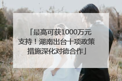 最高可获1000万元支持！湖南出台十项政策措施深化对德合作
