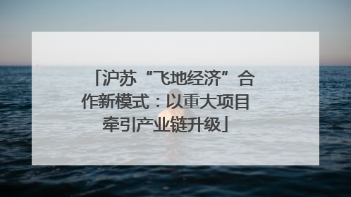 沪苏“飞地经济”合作新模式：以重大项目牵引产业链升级