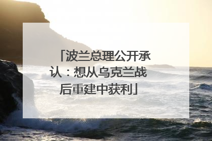 波兰总理公开承认：想从乌克兰战后重建中获利