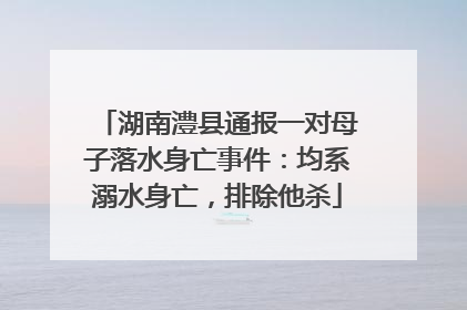 湖南澧县通报一对母子落水身亡事件：均系溺水身亡，排除他杀
