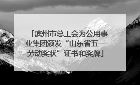 滨州市总工会为公用事业集团颁发“山东省五一劳动奖状”证书和奖牌
