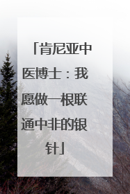 肯尼亚中医博士：我愿做一根联通中非的银针