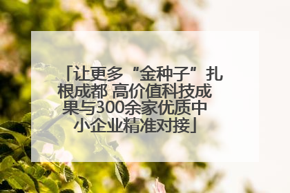让更多“金种子”扎根成都 高价值科技成果与300余家优质中小企业精准对接