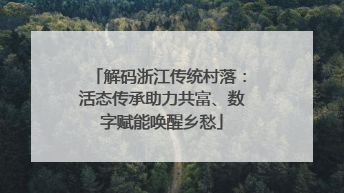 解码浙江传统村落：活态传承助力共富、数字赋能唤醒乡愁