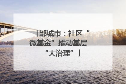 邹城市：社区“微基金”撬动基层“大治理”