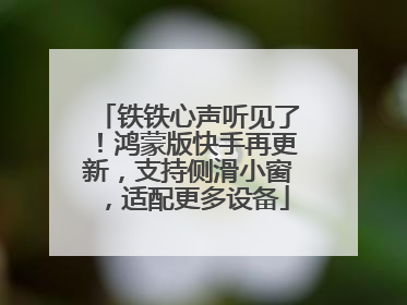 铁铁心声听见了！鸿蒙版快手再更新，支持侧滑小窗，适配更多设备