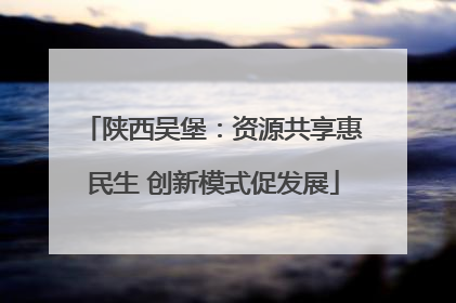 陕西吴堡：资源共享惠民生 创新模式促发展