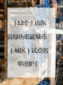 12个！山东省绿色低碳城市（城区）试点名单出炉